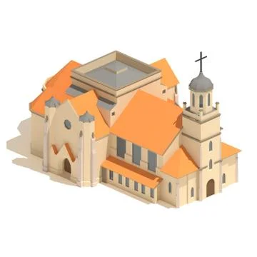 Flat 3d model isometric Christian church icon or cathedral building illustration Stock Illustration