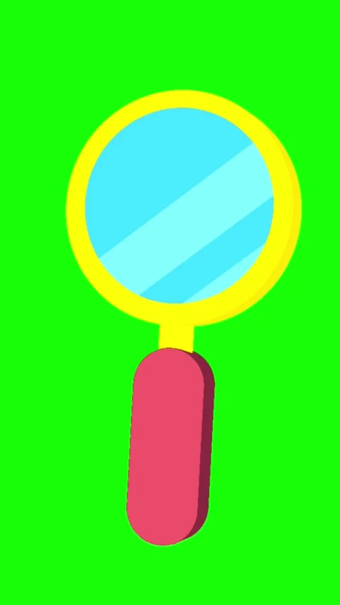 Flat 3D Style Magnifier Icon Vertical Green Screen Stock Footage 303259149