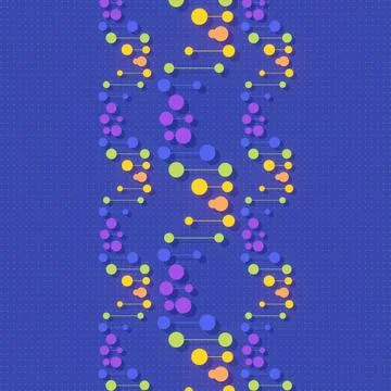 Flat 3D Style Vertical DNA Strands Stock Illustration