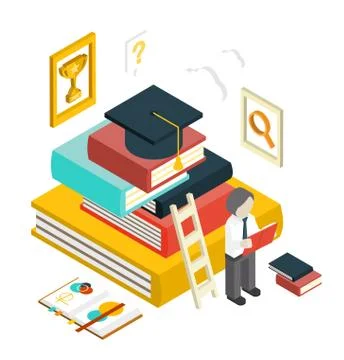 Flat 3d Web Isometric Education Graduation Infographic イラスト素材