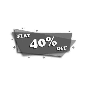FLAT 40% OFF - PROMOTION LABEL - STICKER Stock Illustration