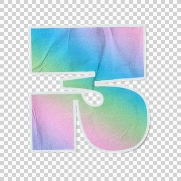Flat 5 is floating on transparent canvas, featuring pastel gradient, Stock Illustration