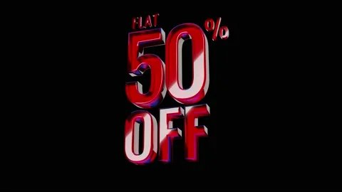 FLAT 50% OFF. 3D Glossy Red Glass text animation Stock Footage 212092158