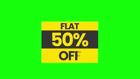 Flat 50% Off Discount Sale Offer  - Marketing Animation 4k Green Screen Video Stock Footage