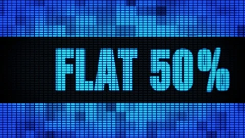 Flat 50% Percent Off Front Text Scrolling LED Wall Pannel Display Sign Board Stock Footage 114701048