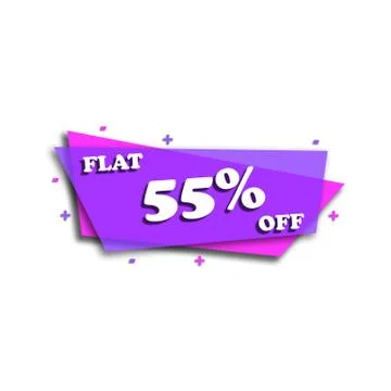 FLAT 55% OFF - PROMOTION LABEL - STICKER Stock Illustration