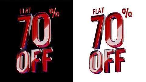 FLAT 70% OFF.  3D Glossy Red Glass text in Black and White Background Stock Illustration