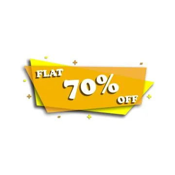 FLAT 70% OFF - PROMOTION LABEL - ADVERTISEMENT Stock Illustration
