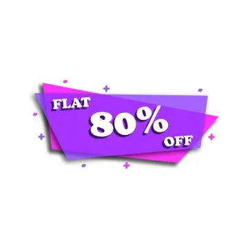 FLAT 80% OFF - PROMOTION LABEL - ADVERTISEMENT Stock Illustration