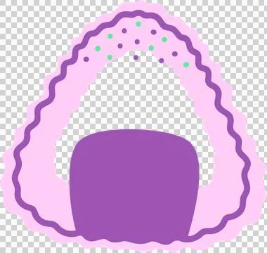 Flat abstract arch design is displaying purple block, wavy pink border, mint Stock Illustration