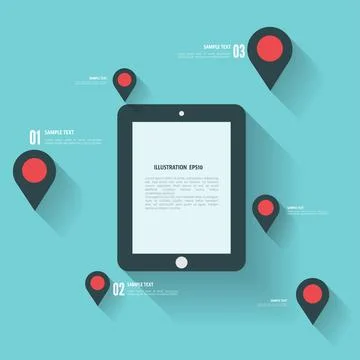 Flat abstract background with web icons. Interface symbols. Cloud computing Stock Illustration