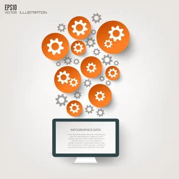 Flat abstract background with web icons. Interface symbols. Cloud computing Stock Illustration