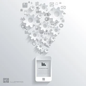 Flat abstract background with web icons. Interface symbols. Cloud computing Stock Illustration