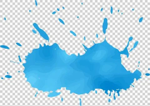 Flat abstract blue liquid splash is flowing with gradient droplets on Stock Illustration