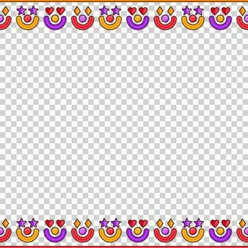 Flat abstract border pattern is running on transparent background, with Stock Illustration