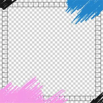 Flat abstract frame is showing grid border with black blue pink strokes and Stock Illustration