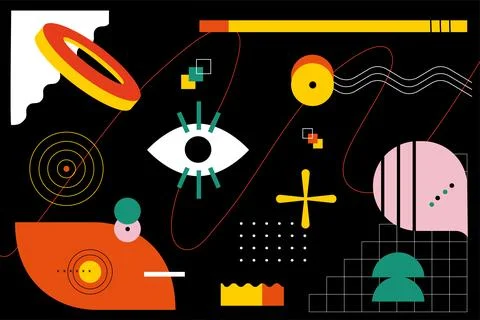 Flat Abstract Geometric Background with Modern Colorful Stock Illustration