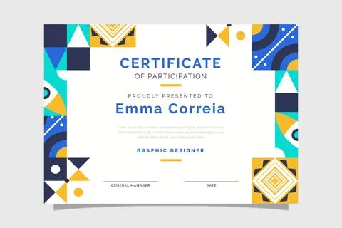 Flat abstract mosaic certificate Stock Illustration