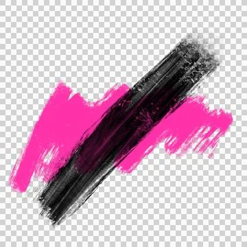Flat abstract paint strokes are floating on transparent background with magenta 库存插图