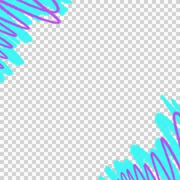 Flat abstract pattern is framing transparent background with cyan brush strokes Stock Illustration