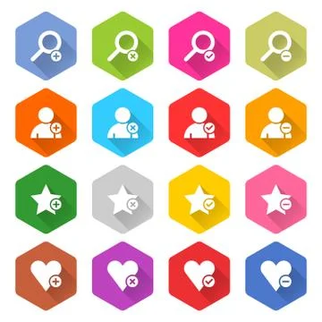 Flat addition icon hexagon web button Stock-Illustration