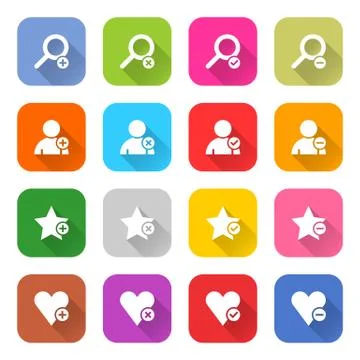 Flat addition icon set web button Иллюстрация