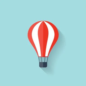 Flat air balloon web icon. Stock Illustration