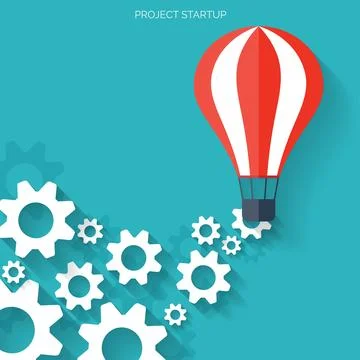 Flat air balloon web icon. Web application icons. Project start up. Business aim Stock Illustration