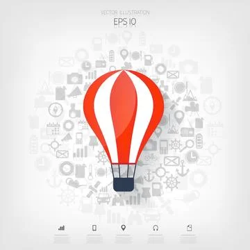 Flat air balloon web icon. Web application icons. Project start up. Business aim イラスト素材
