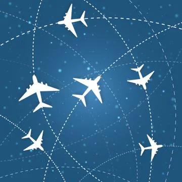 Flat airplane drawing cicle patch Stock Illustration