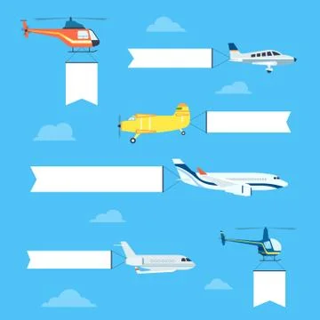 Flat airplanes set Illustrazione stock