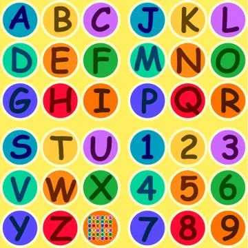 Flat alphabet rounded. Isolated Vector illustration symbol abc Stock Illustration