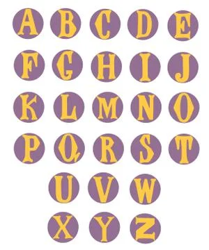 Flat alphabet rounded. Isolated on white Stock Illustration