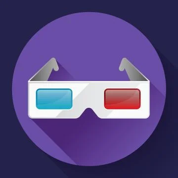Flat anaglyph 3d glasses vector cinema icon. 3d glasses icon Stock Illustration
