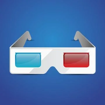 Flat anaglyph 3d glasses vector cinema icon. 3d glasses icon 스톡 일러스트