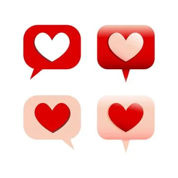 Flat and 3d heart textbox. heart icon, love social media post icon. heart s.. Stock Illustration