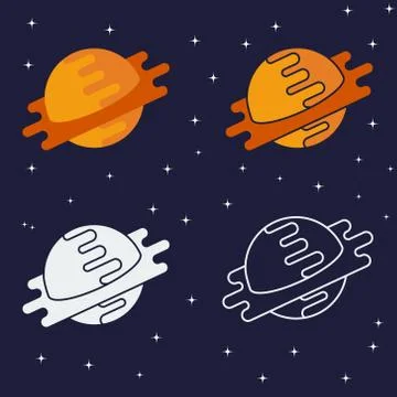 Flat and line Saturn logo Stock Illustration