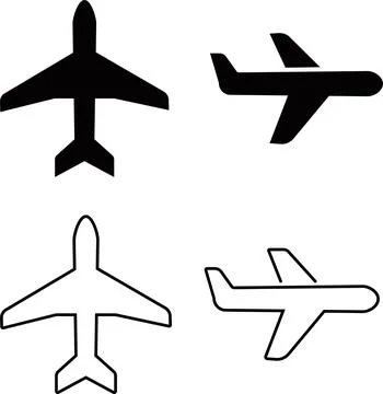 Flat and line Set of Airplane icon. Group of Aircraft. Collection of Aeropl.. Stock Illustration