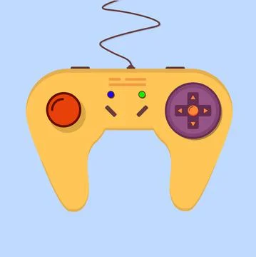 Flat and simple design of yellow gaming console joystick Stock Illustration