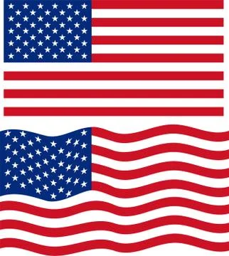 Flat and waving American Flag. Vector Stock Illustration