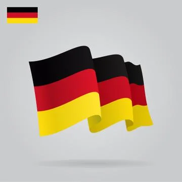 Flat and waving German Flag. Vector Stock Illustration