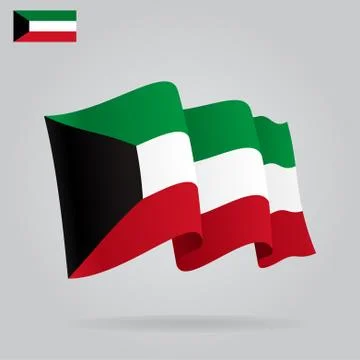 Flat and waving Kuwait Flag. Vector Stock Illustration