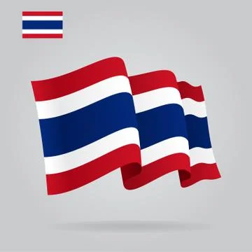 Flat and waving Thai Flag. Vector Stock Illustration
