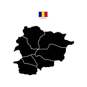Flat Andorra map with division to region. Stock Illustration