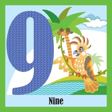 Flat animal numbers 9 Stock Illustration