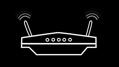 Flat Animated Minimal Router Sending Out Network Wave Signals Stock Footage 316716684