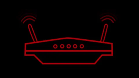 Flat Animated Minimal Router Sending Out Network Wave Signals Stock Footage 316716701