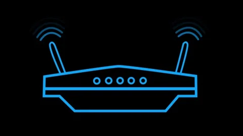 Flat Animated Minimal Router Sending Out Network Wave Signals Stock Footage 316716715