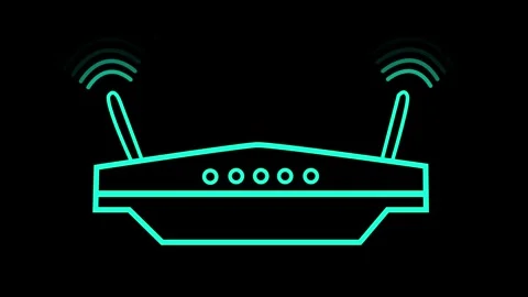 Flat Animated Minimal Router Sending Out Network Wave Signals Stock Footage 316716726