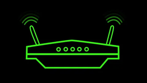 Flat Animated Minimal Router Sending Out Network Wave Signals Stock Footage 316716737